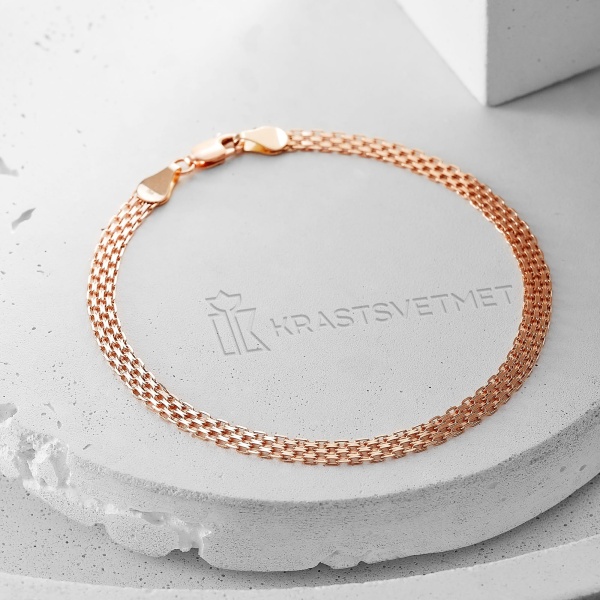 Браслет из красного золота, плетение «Бисмарк двойной»